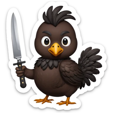 black chicken holding knive sticker