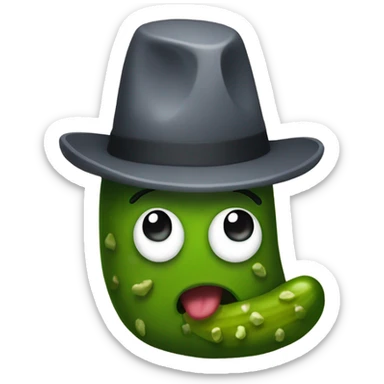Pickle wearing a hat sticker