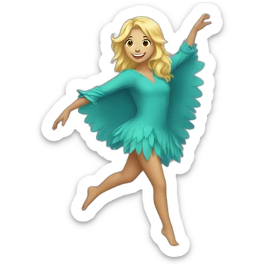 blonde girl dancing in a bird costume sticker