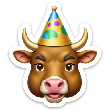 New Year's dressed bull emoji sticker