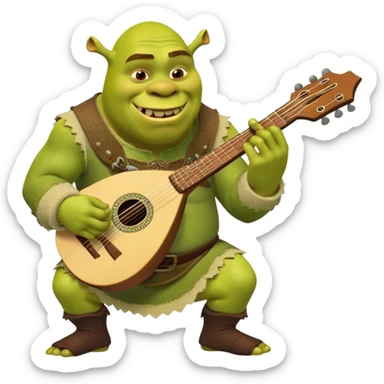 Shrek with balalaika sticker