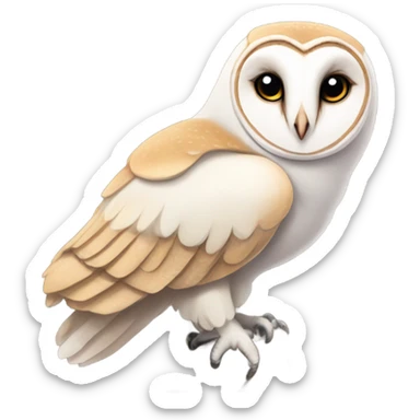 Barn owl with unicorn horn on its head sticker