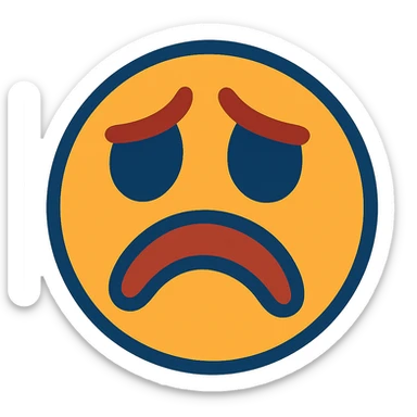 sad face exaggerated frown cartoon style sticker