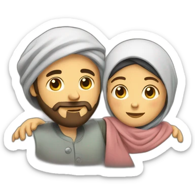 guy with beard hugging woman with headscarf sticker