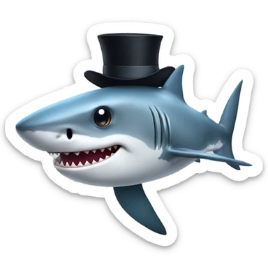 Shark with a top hat sticker