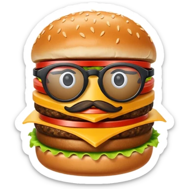 una hamburguesa con gafas y animado sticker