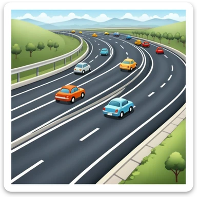 highway with lanes and cars sticker