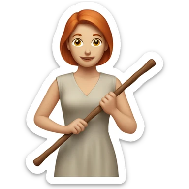 Redhead woman with a stick sticker