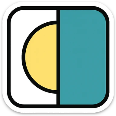 icon for 'in contrast' with two opposing shapes or colors sticker