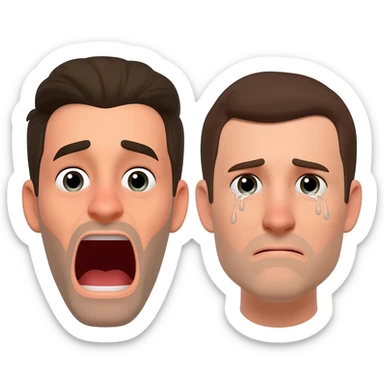 Screaming emoji + crying emoji sticker
