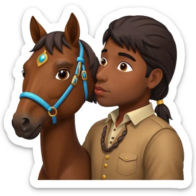 indian man kissing a horse sticker