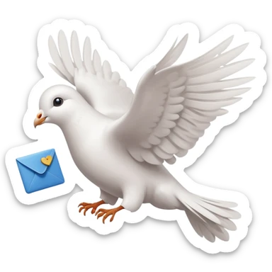 a dove flies with a letter in its paws sticker