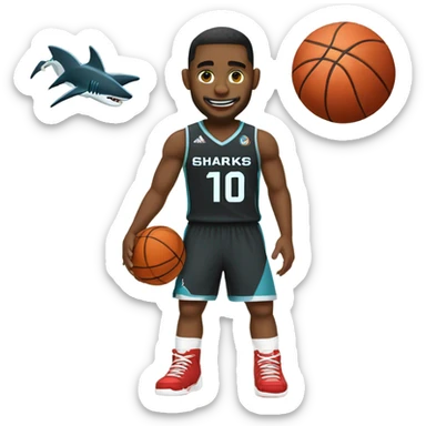 basketball player wearing 10 for the sharks with red shoes sticker