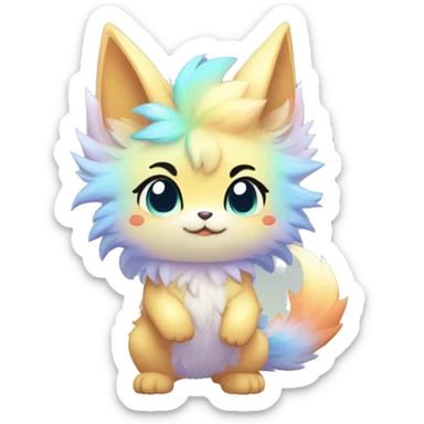 Anthro-Pastel-Gradient-Fur-Sona-Chibi-Shiny-Fakémon full body sticker