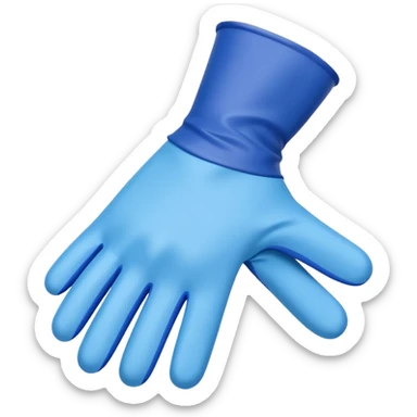 Single Blue latex glove being snapeed on sticker