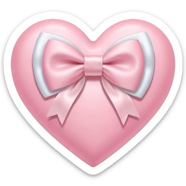 Pastel pink heart with white bow sticker
