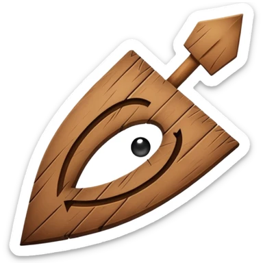 Bent brown arrow with a sad face sticker