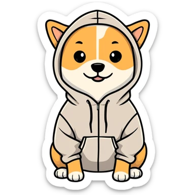 Dog wearing a hoodie sticker