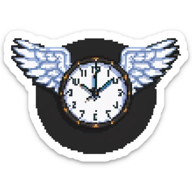 clock with angel wings sticker