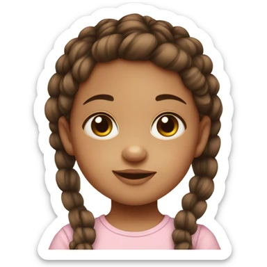 baby girl with brown pigtails and big brown eyes sticker