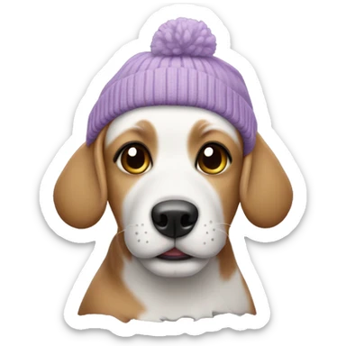 Dog wearing a lilac beanie  sticker