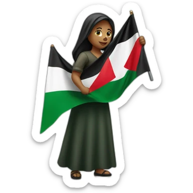 Women holding Palestinian flag sticker