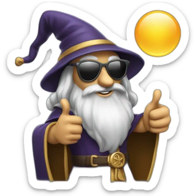 Wizard wearing sunglasses and giving a thumbs up sticker