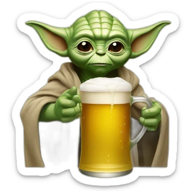 Yoda drink a beer sticker