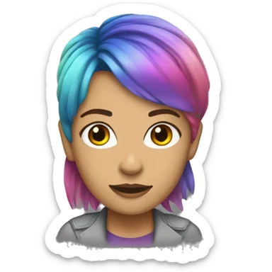 Emma Myers with rainbow hair sticker