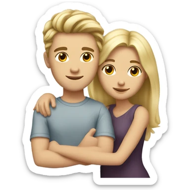 white boy with brunetter hair and girl with blonde hair cuddling  sticker