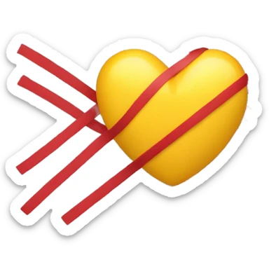 A heart with five yellow lines and 4 red lines intercalated sticker