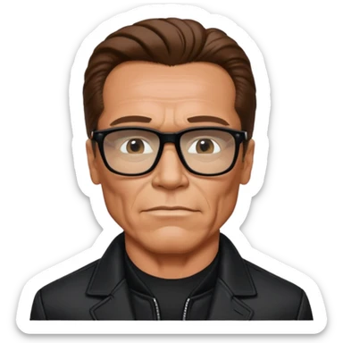 terminator shwartzneger only top in black galssess and his black jacket sticker