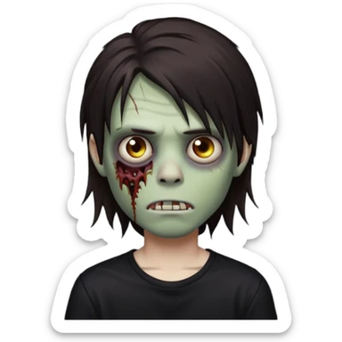 boy zombie with darkish brown long hair emo sticker