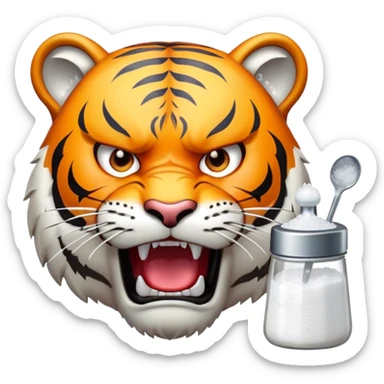 tiger face with salt shaker being salty for Twitch emote sticker