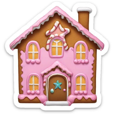 A pink gingerbread house sticker
