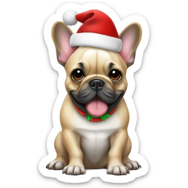 French bulldog with Christmas hat sticker