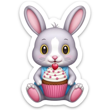 Rabbit with cupcake sticker