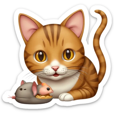 Cat eating mouse sticker