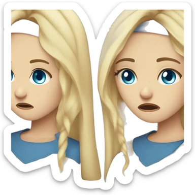 Blonde girl with blue eyes angrily crying sticker