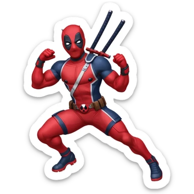 Deadpool with the New England Patriots uniform sticker