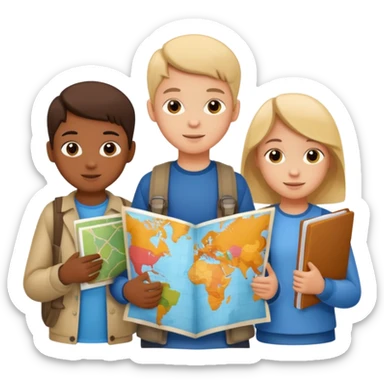 children Holding Maps sticker