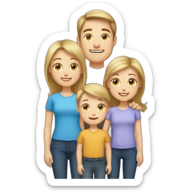 Father (caucasian brown hair), mother (caucasian blond hair blue eyes), and five babies. sticker