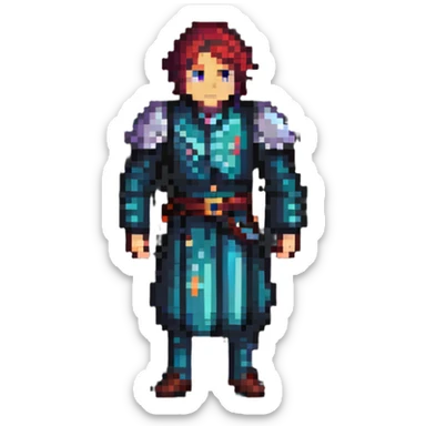 icon of a person demonstrating the pasha technique in pixel art style, simple and clear sticker