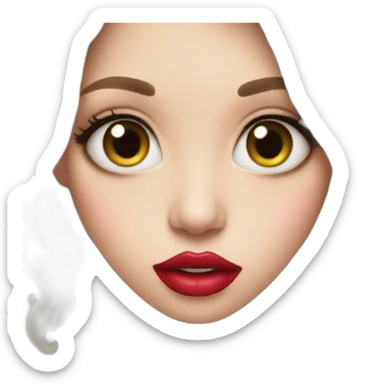 big eyes tiny lips with lipstick sticker