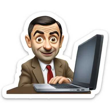 mr bean with laptop sticker