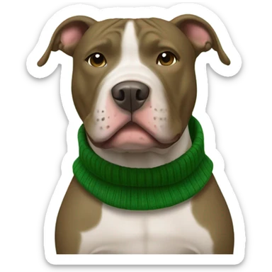 Pit bull Dog wearing a green turtleneck sweater sticker