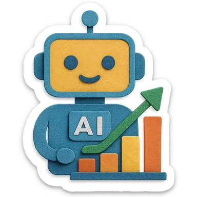 AI data-analysis assistant, modern, friendly, tech-inspired, suitable for an app icon, paper craft style sticker