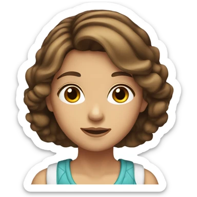 Girl with chin length brown hair with highlights and she has brown eyes sticker