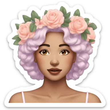 Gorgeous Pastel Lady with a flower crown aesthetic trending style sticker
