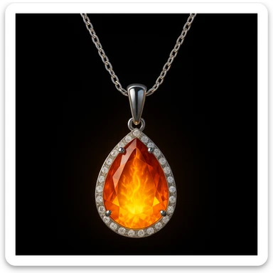 Add a yellow fiery light to the teardrop ruby pendant, representing transformation and rebirth sticker